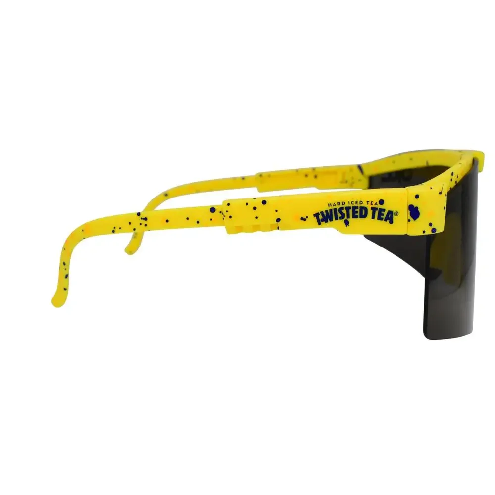 Twisted Tea OKC Yellow Frames/Blue Dots Sunglasses -LENSES GOOD/FRAMES VERY GOOD
